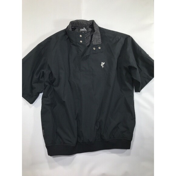 Ashworth Pullover Mens Med 1/4 Snap Black Weather Systems Golf Windbreaker S/S - Picture 1 of 7